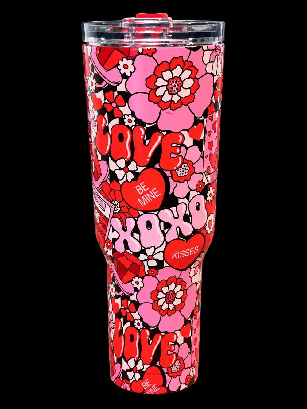 HydraPeak 40oz Valentine Retro Candy Hearts Floral Tumbler - NEW
